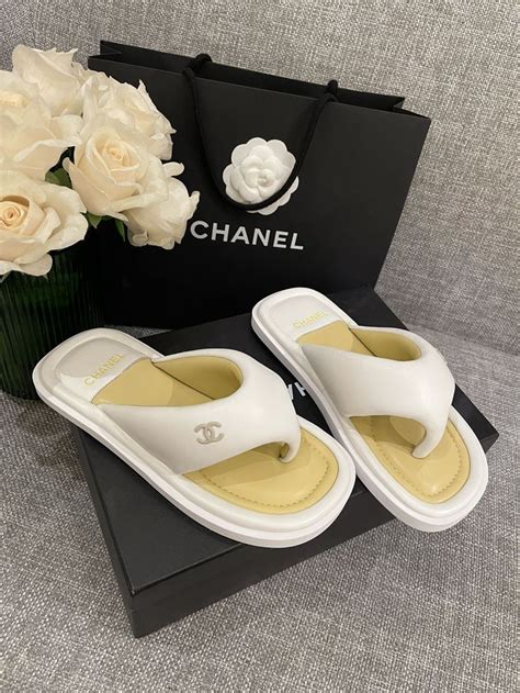 chanel white pool slides|chanel slides 2021.